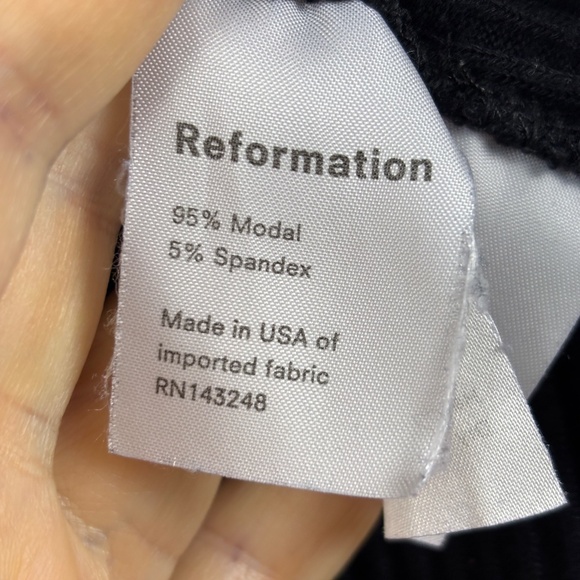 Reformation Womens Short Sleeve Ribbed Knit Polo Shirt Sz S Black Preppy Classic - Picture 5 of 10